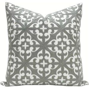 SLOW COW Embroidery Decorative Throw Pillow Cover Grey Kaleidoscope Design